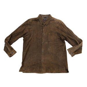 ROBERT COMSTOCK Endurance Leather Suede Jacket Men's LG Brown Long Sleeve Collar